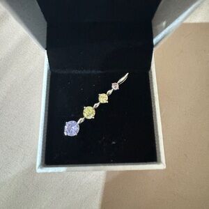 Elegant Multi-Color Drop Necklace Charm - Sterling Silver 925